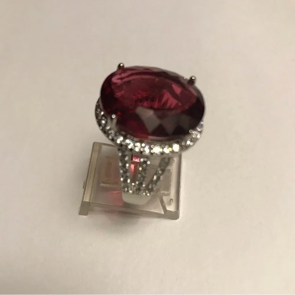 Garnet Stamped 925 Sterling Silver Ring